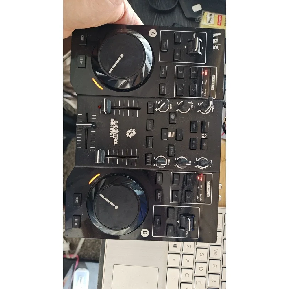 Hercules DJ Control Instinct USB DJ Controller Mixer Black Tested Lights Up